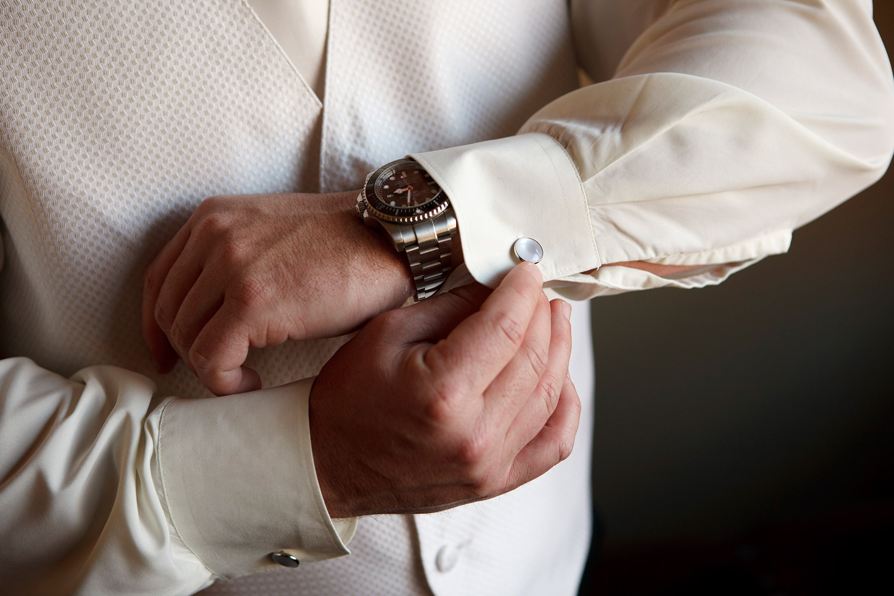 Groom getting ready