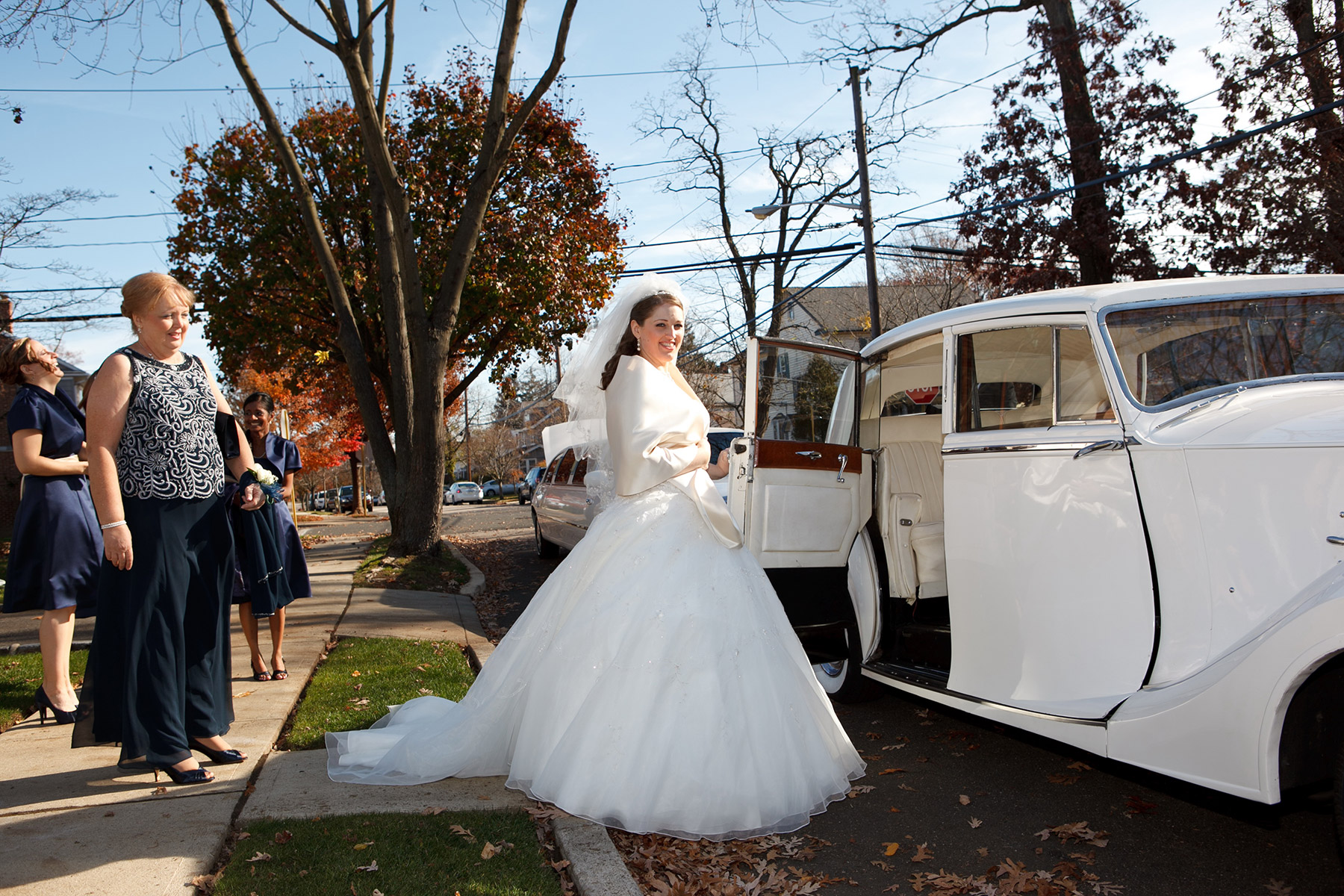 Bride leaving the house